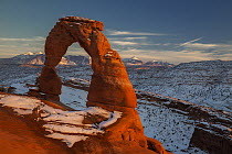 Rock arch at sunset, Delicate Arch, Arches National Park, Utah
