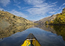 Canoe on river, Snake River, Hells Canyon National Recreation Area, Idaho