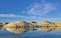 Sandstone hills along lake, Lake Powell, Glen Canyon National Recreation Area, Utah