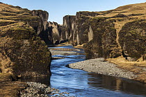 River flowing through canyon, Fjadrargljufur Canyon, Iceland