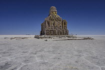 Car race monument in salt flat, Salar de Uyuni, Bolivia