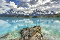 Lake and mountains, Cuernos del Paine, Torres del Paine National Park, Patagonia, Chile