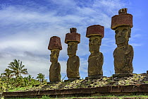Moai statues, Ahu Nau Nau, Easter Island, Chile