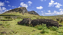 Fallen moai, Rano Raraku, Easter Island, Chile