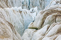 Glacial crevasse of coastal glacier, Kross Fjord, Spitsbergen, Svalbard, Norway