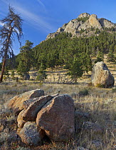 Boulders and mountain, Rocky Mountain National Park, Colorado