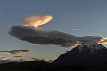 Lenticular cloud and mountain, Torres del Paine National Park, Patagonia, Chile