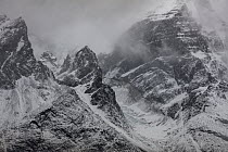 Mountains in snowstorm, Torres del Paine, Torres del Paine National Park, Patagonia, Chile