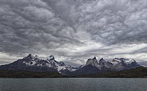Mountain and storm clouds, Paine Massif, Torres del Paine, Torres del Paine National Park, Patagonia, Chile