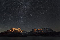 Mountain at night, Paine Massif, Torres del Paine, Torres del Paine National Park, Patagonia, Chile