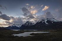 Mountains and lakes, Paine Massif, Nordenskjold Lake, Torres del Paine, Torres del Paine National Park, Patagonia, Chile