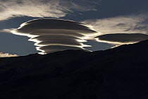 Lenticular cloud formation, Torres del Paine National Park, Patagonia, Chile