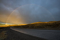 Rainbow over road, Torres del Paine National Park, Patagonia, Chile