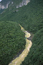 Aerial view of the silted Pedregoso River in the Sierra Madre, Tamaulipas, northeastern Mexico