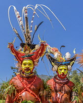 Huli tribe men, Enga Show, Wabag, Western Highlands, Papua New Guinea