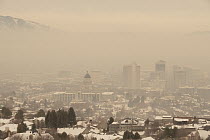 City in smog in winter, Salt Lake City, Utah