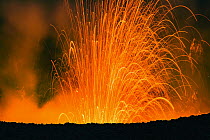 Tephra during volcanic eruption, Mount Yasur, Tanna Island, Vanuatu