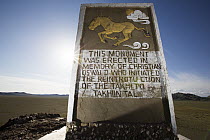 Przewalski's Horse (Equus ferus przewalskii) monument for conservationist, Christian Oswald, Gobi Desert, Mongolia
