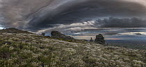 Clouds over grassland, Rock and Pillar Range, Otago, New Zealand