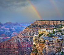 Rainbow over canyon cliffs, Wotan's Throne, Grand Canyon, Arizona