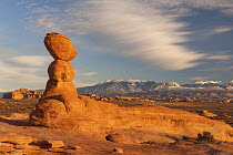 Sandstone rock formation, La Sal Mountains, Arches National Park, Utah