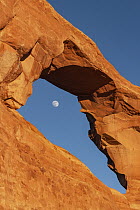 Full moon through Skyline Arch, Arches National Park, Utah