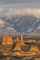 Sandstone formations, La Sal Mountains, Arches National Park, Utah
