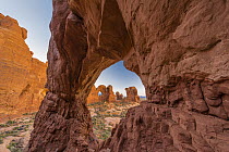 Double Arch seen through Cove Arch, Arches National Park, Utah