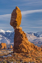 Balanced Rock formation, La Sal Mountains, Arches National Park, Utah