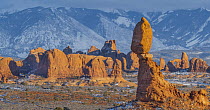 Balanced Rock, Turret Arch, La Sal Mountains, Arches National Park, Utah
