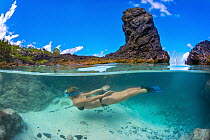 Snorkler along coast, Christmas Island, Australia