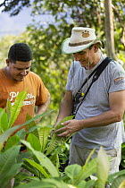 Botanist, Dr. Anton Weissenhofer, at tree nursery used in tropical rainforest regeneration, Golfito, Costa Rica