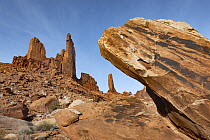 Rock formations, Moses and Zeus Spires, Canyonlands National Park, Utah