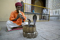 Snake charmer inside the city palace, Jaipur, India
