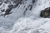 Avalanche in Huandoy Mountains at 6356 meters, Cordillera Blanca Mountain Range, Andes, Peru