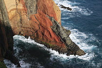 Rocky volcanic cliff in the Ponta de Sao Lourenco Nature Reserve, Madeira