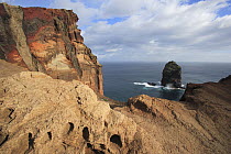 Rocky cliff in the Ponta de Sao Lourenco Nature Reserve, Madeira