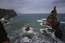 Rocky cliffs and sea stacks in the Ponta de Sao Lourenco Nature Reserve, Madeira
