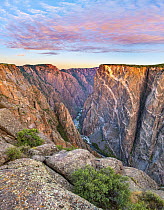 Cliffs and river, Painted Wall, Gunnison River, Black Canyon of the Gunnison National Park, Colorado