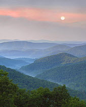Hills at sunrise, Pisgah National Forest from Blue Ridge Parkway, North Carolina
