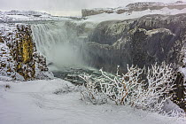 Waterfall in winter, Dettifoss Waterfall, Iceland