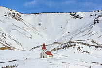 Church in winter, Vik, Iceland