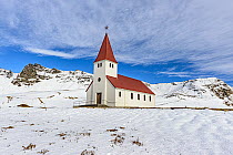Church in winter, Vik, Iceland