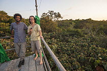 Balsa Tree (Ochroma lagopus) canopy with photographers, Panama