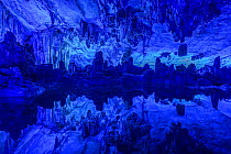 Stalagtites and stalagmites in cave, Guilin, Guangxi, China