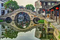 Bridge in traditional canal town, Xitang, China