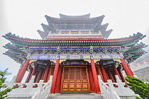Temple in mist, Tianmen Mountain, China