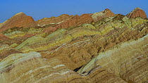 Eroded hills of sedimentary conglomerate and sandstone, Zhangye National Geopark, China