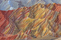 Eroded hills of sedimentary conglomerate and sandstone, Zhangye National Geopark, China