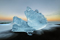 Ice chunk on beach, Diamond Beach, Jokulsarlon, Iceland